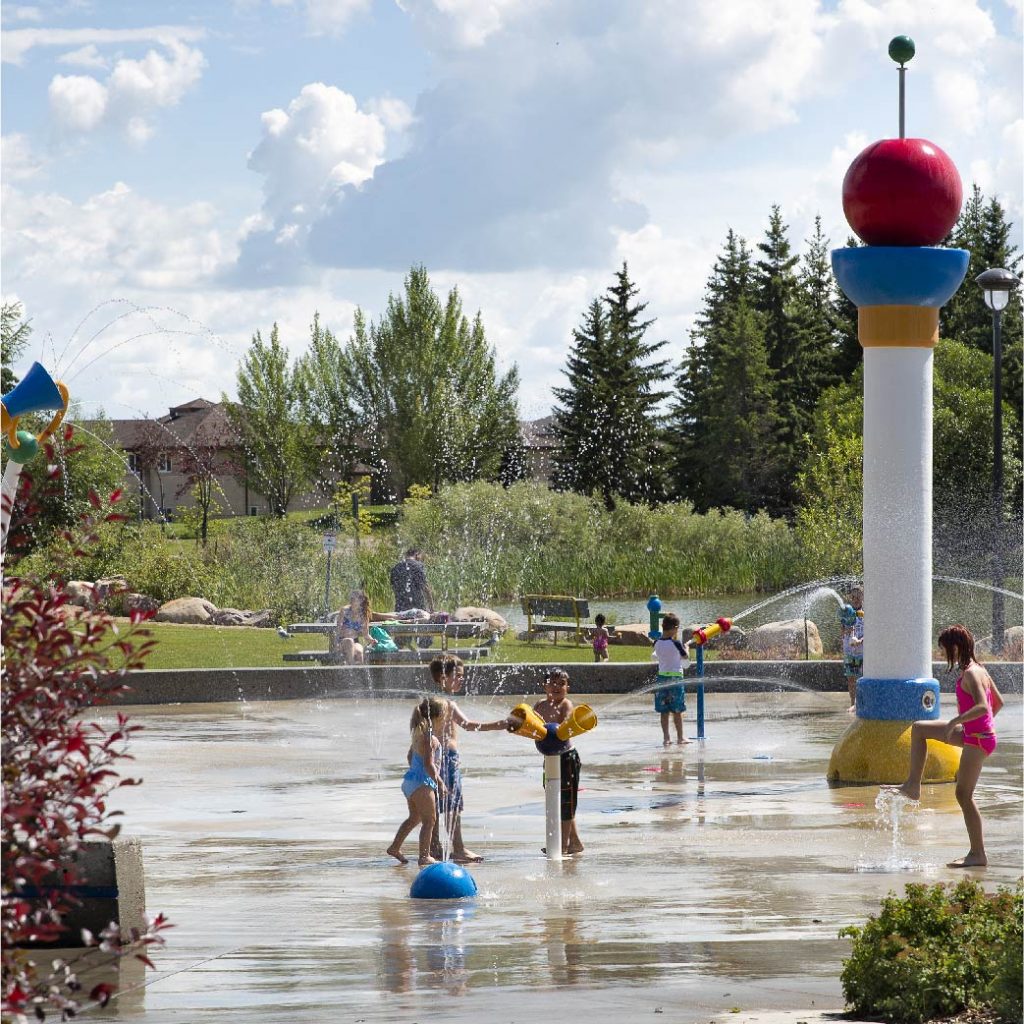 Soak in the sunshine at the Splash Park, situated in the heart of Bud Miller All Seasons Park.